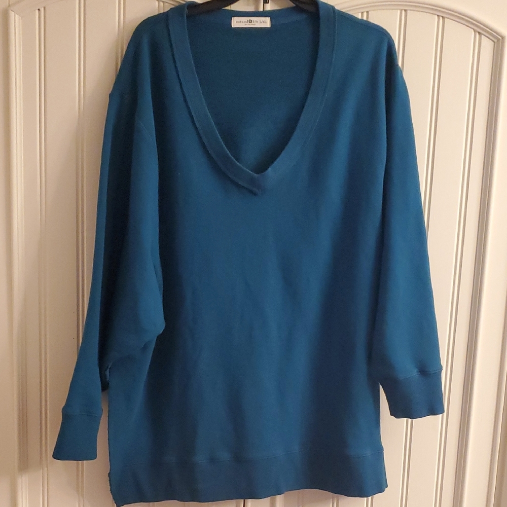 NATURAL LIFE | Teal V-Neck Oversized Sweatshirt